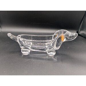 Crystal Dachshund / basset dog from France, Art Vannes 60s glass art